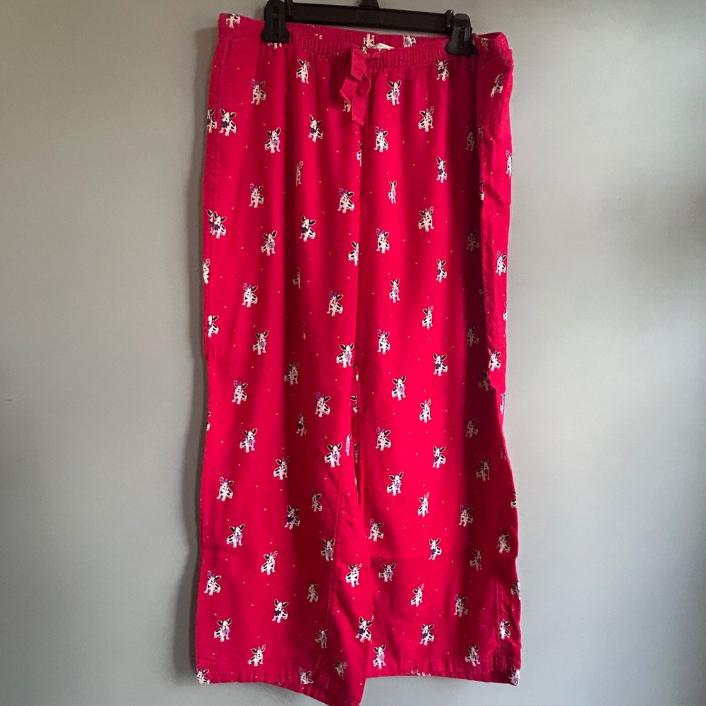 LOFT Sleep Red French Bulldog Print Pajama Pants Large Frenchie Dog Loungewear